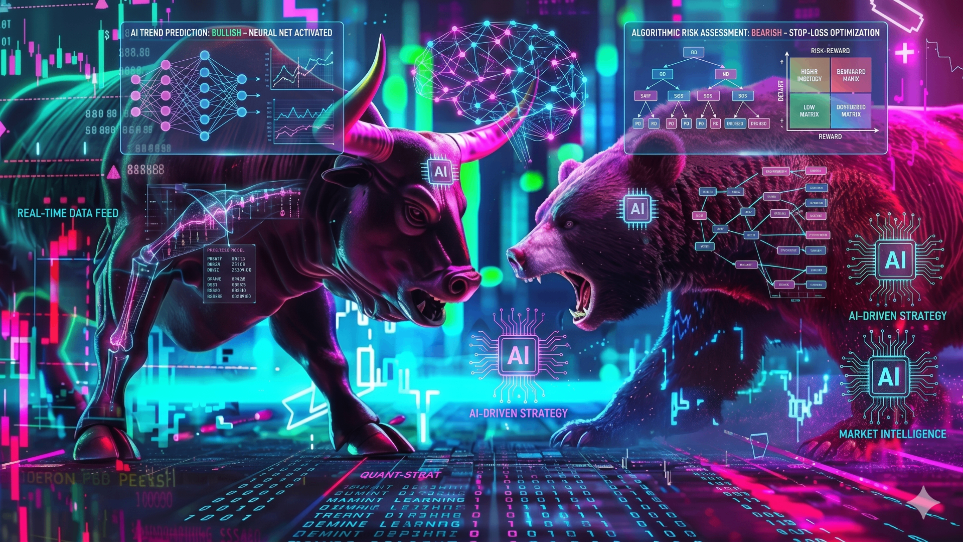 AI bull versus bear market intelligence visualization